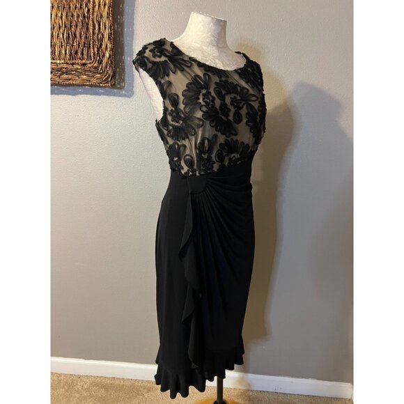 Connected Dress 16 Black Embroidered Ruffle Washable Cruise Wedding Party - Picture 9 of 13